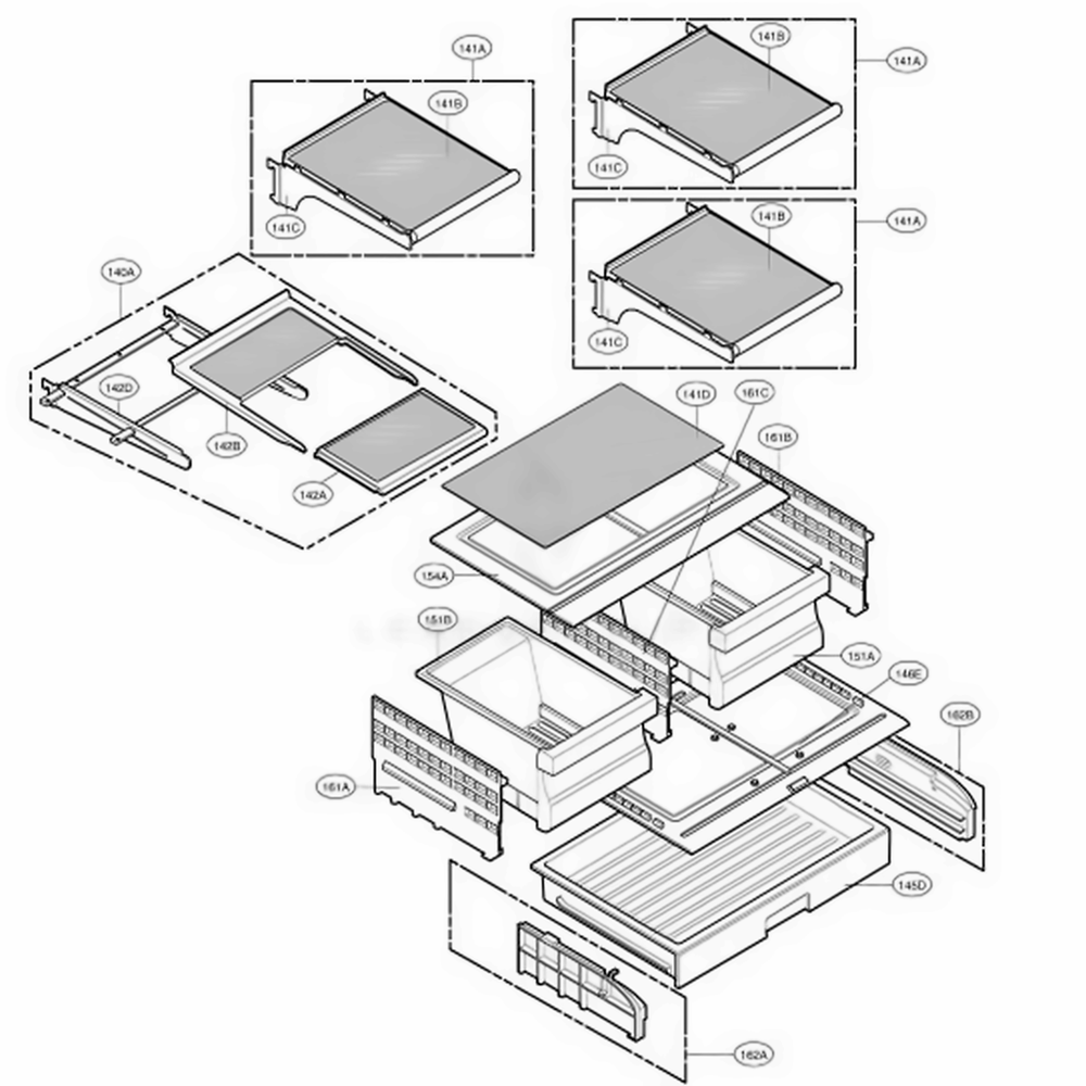 Refrigerator Parts Diagram and Parts List for 78733 AST5SER LG Refrigerator