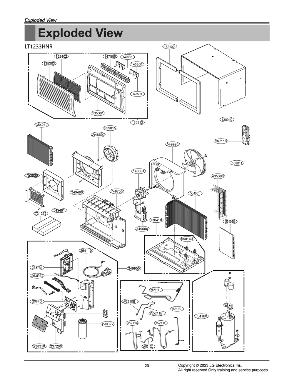 Diagram 1 Diagram and Parts List for LT1233HNR AT3AUSH LG Air Conditioner