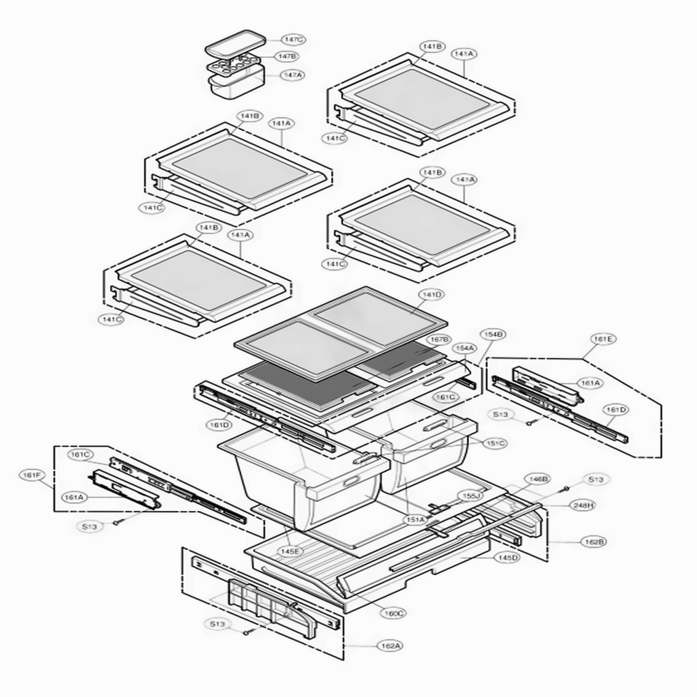 Refrigerator Parts Diagram and Parts List for 75192 ASWCSER LG Refrigerator