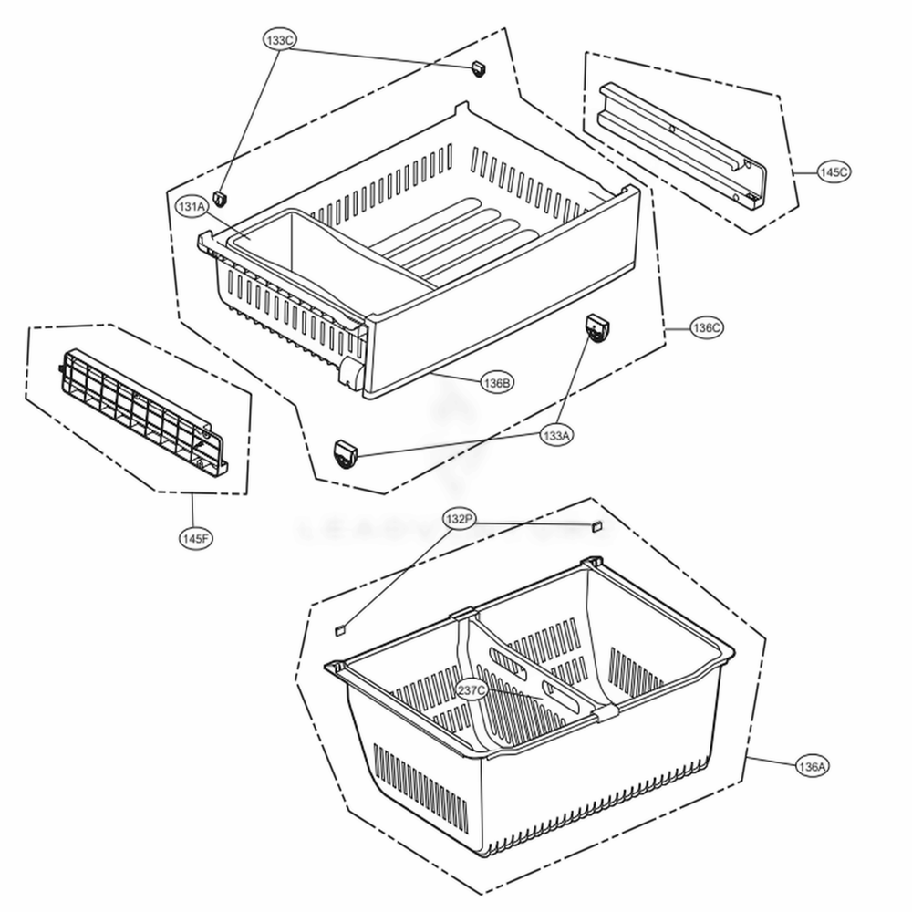 Freezer Parts Diagram and Parts List for 73102 ASWCSE2 LG Refrigerator