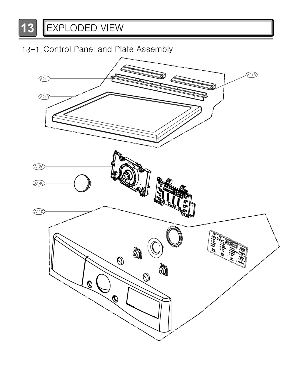 Control Panel And Plate Assembly Diagram and Parts List for DLGX4081B ABLEEUS LG Dryer
