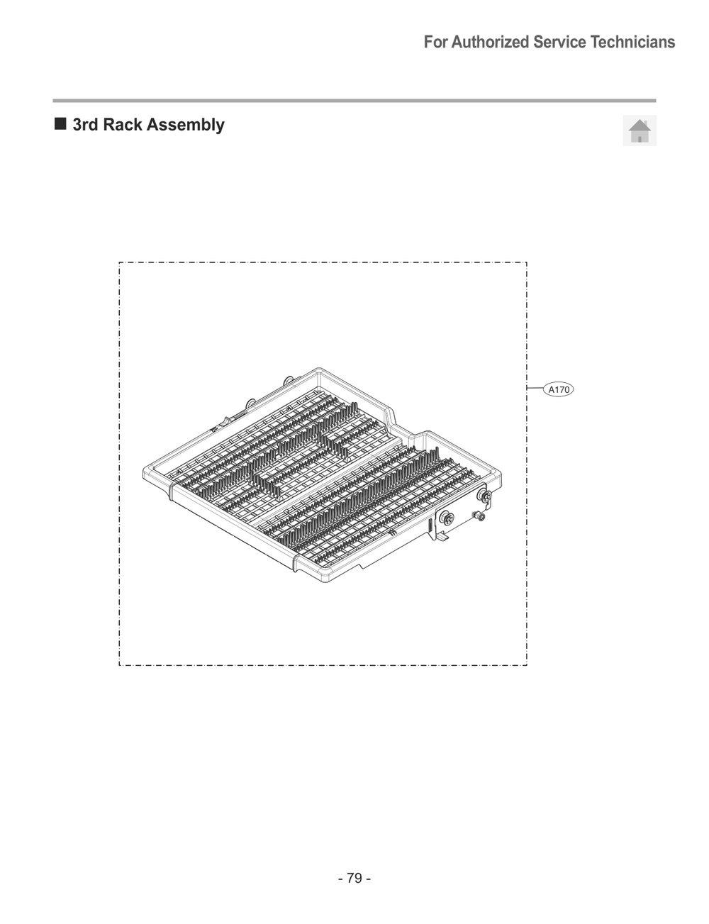 3rd Rack Assembly Diagram and Parts List for SKSDW2411S ASTESNA LG Dishwasher