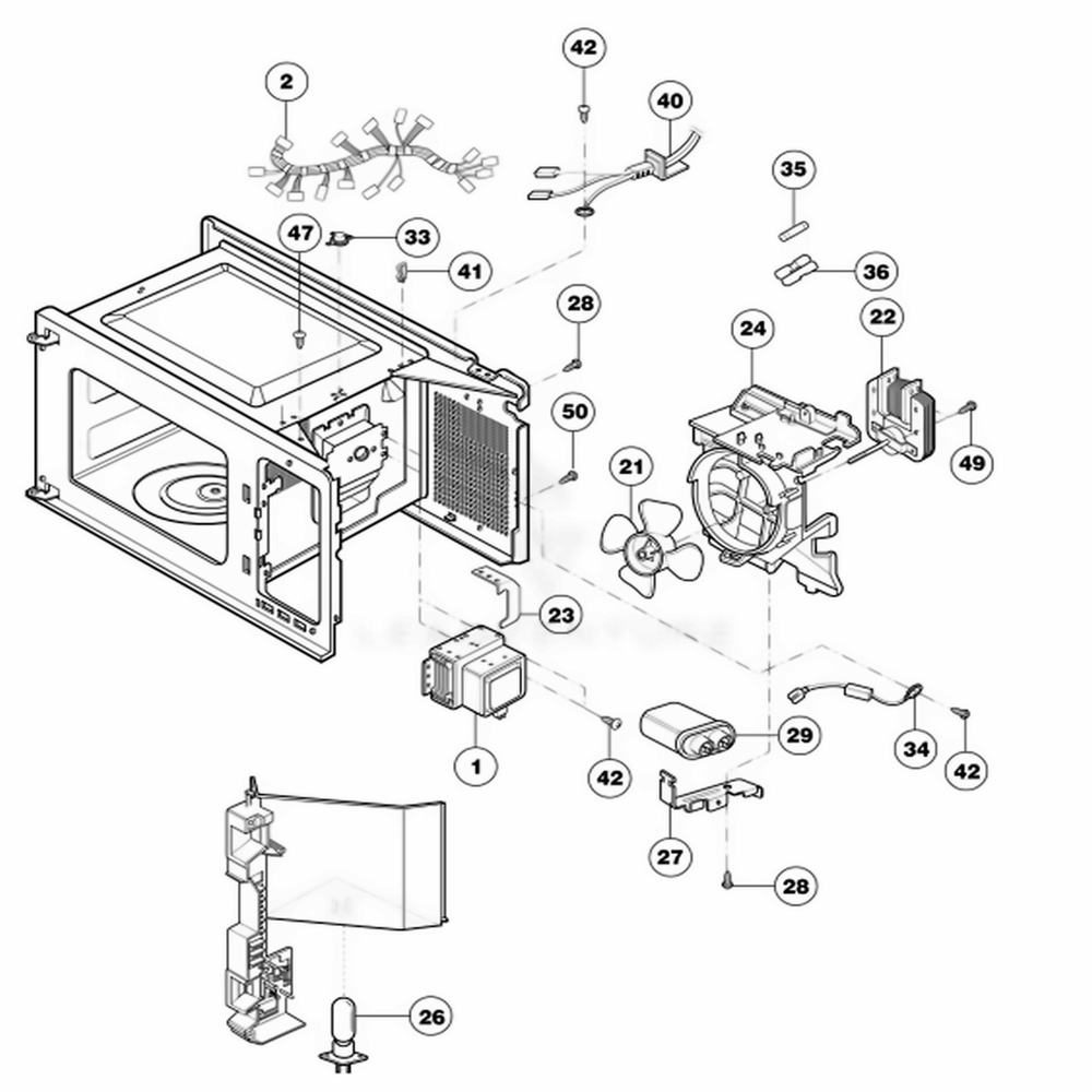 Interior Parts Diagram and Parts List for NNS723BL KBKEMAT LG Range