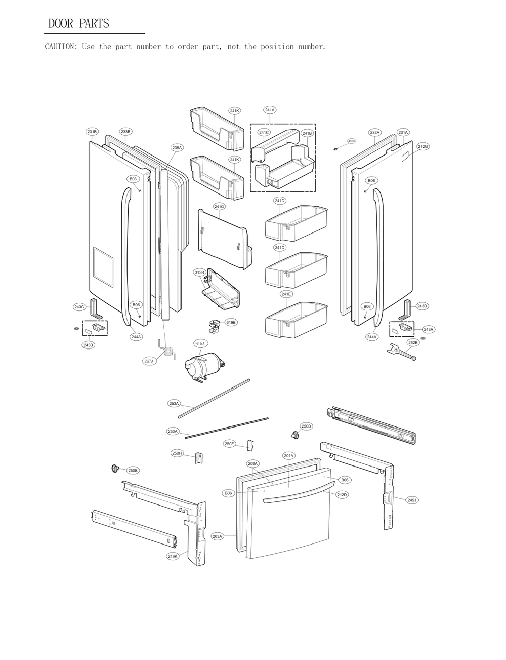 Door Parts Diagram and Parts List for GC-L288GSXM ANSCSE1 LG Refrigerator