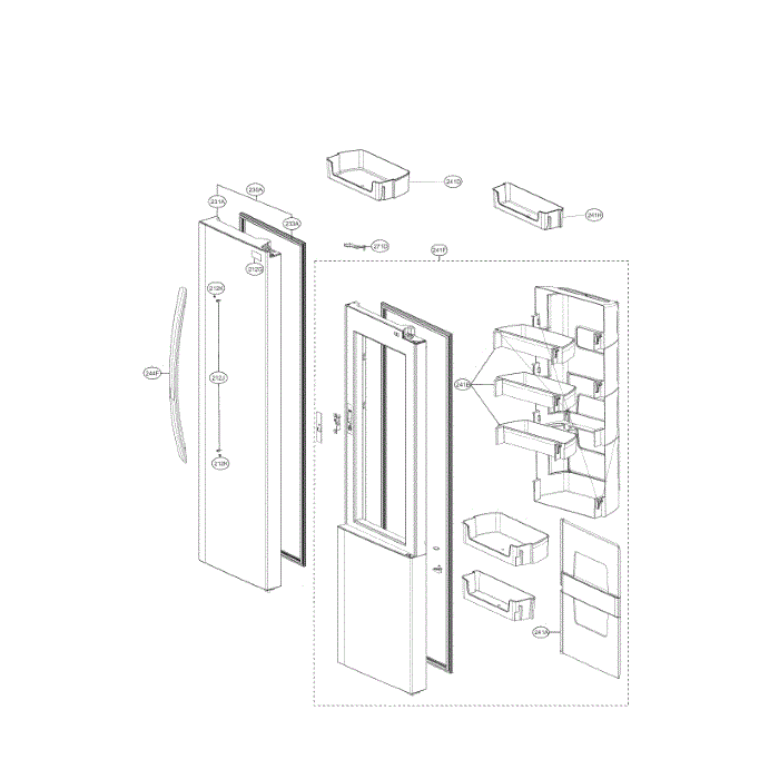 Refrigerator Door Diagram and Parts List for LSXS26466S 00 LG Refrigerator