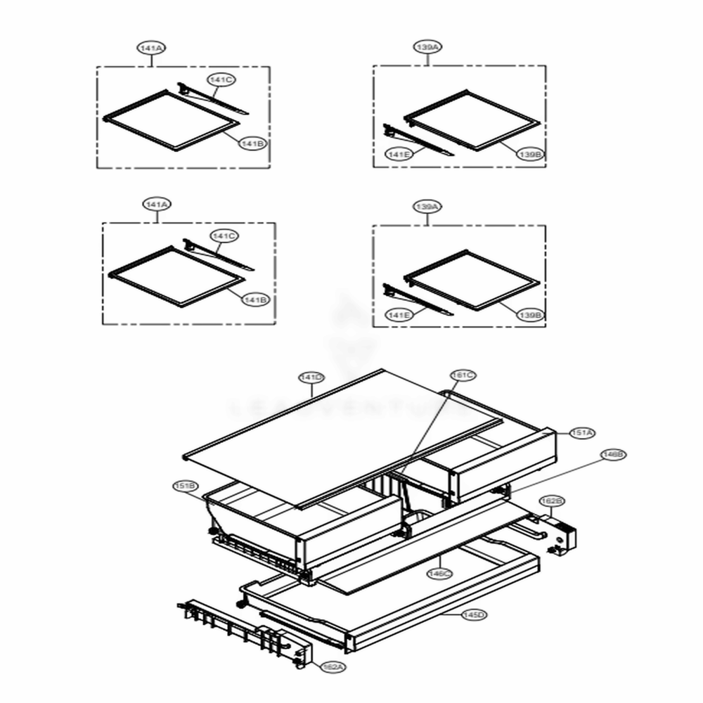 Refrigerator Parts Diagram and Parts List for LFXS26973D ASBCNA4 LG Refrigerator