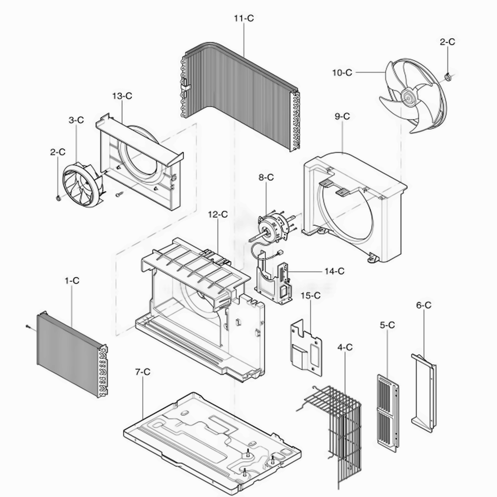 Air Handling And Cycle Parts Diagram and Parts List for CHECK AWYBSRU LG Air Conditioner