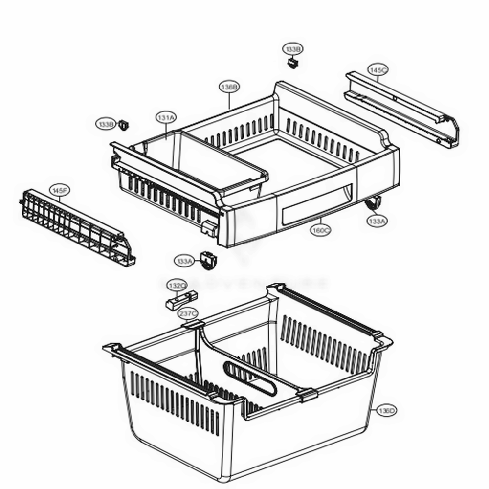 Freezer Parts Diagram and Parts List for LFC22770SB AWBCNA2 LG Refrigerator