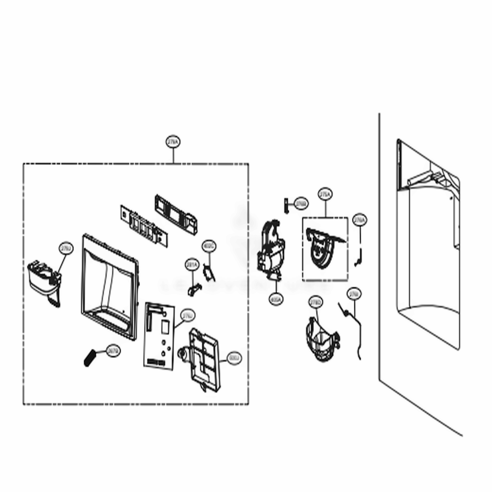 Dispenser Parts Diagram and Parts List for 74033 ASTCSE1 LG Refrigerator