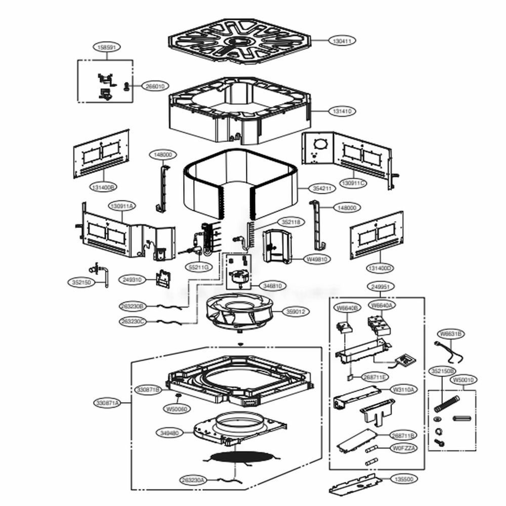 Main Diagram and Parts List for ARNU153TNA4 ANWBLUS LG Air Conditioner