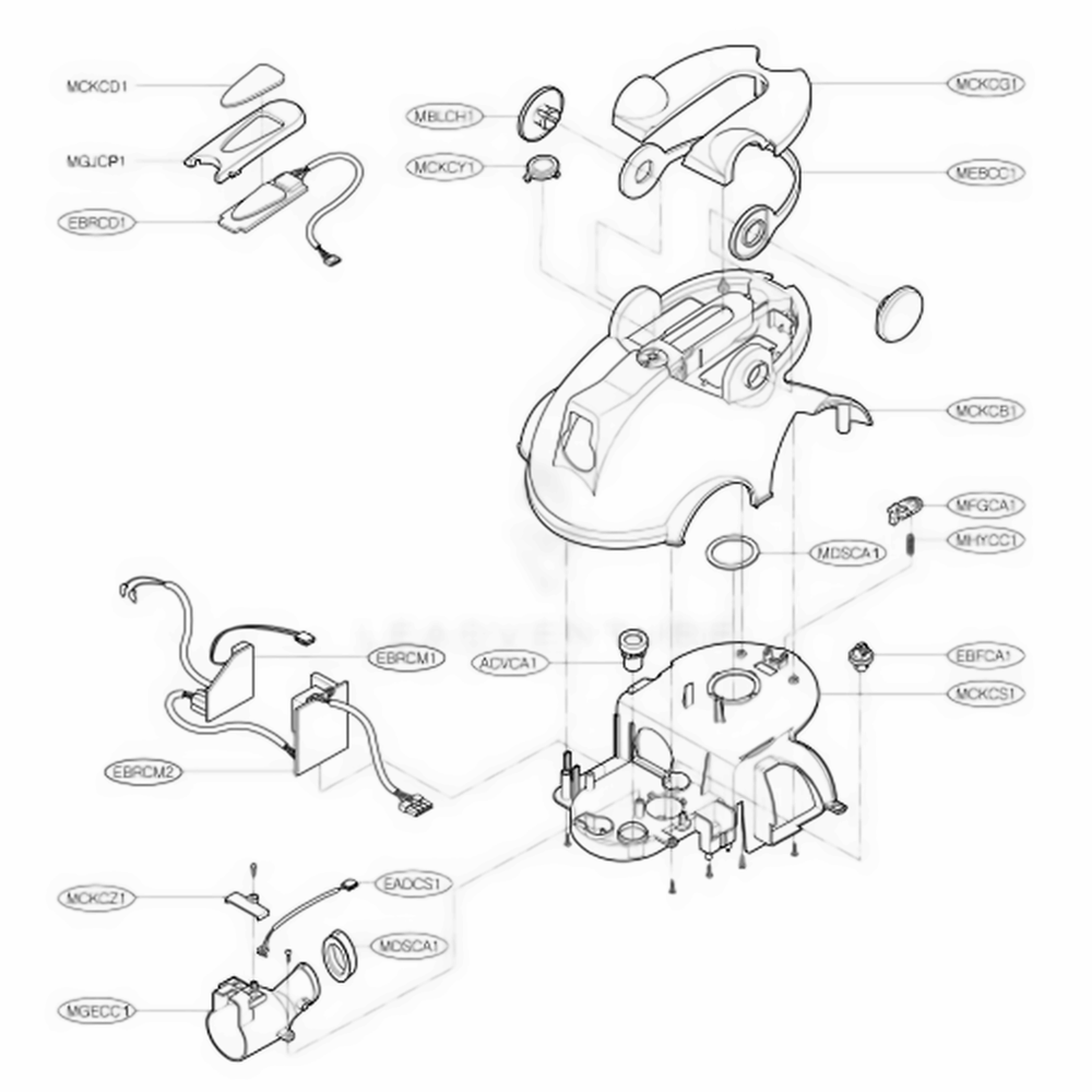 Cover Assembly, Body Diagram and Parts List for S3765 ACHEHOO LG Canister Vacuum