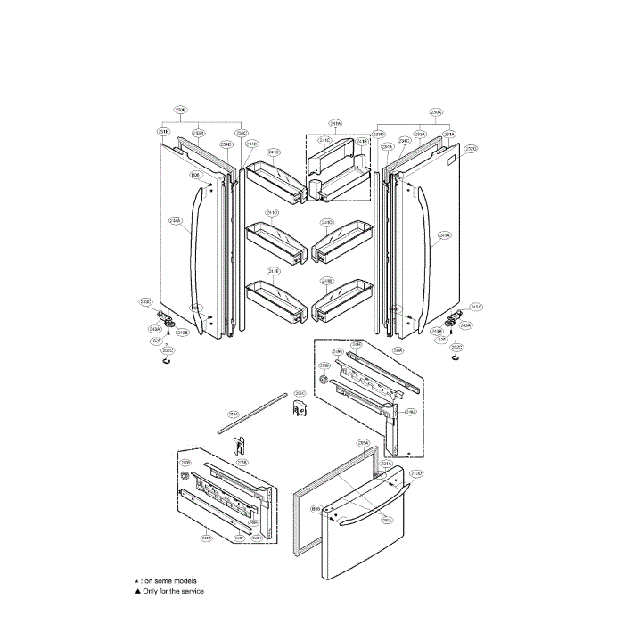 Door Assembly Diagram and Parts List for LFC21770ST 00 LG Refrigerator