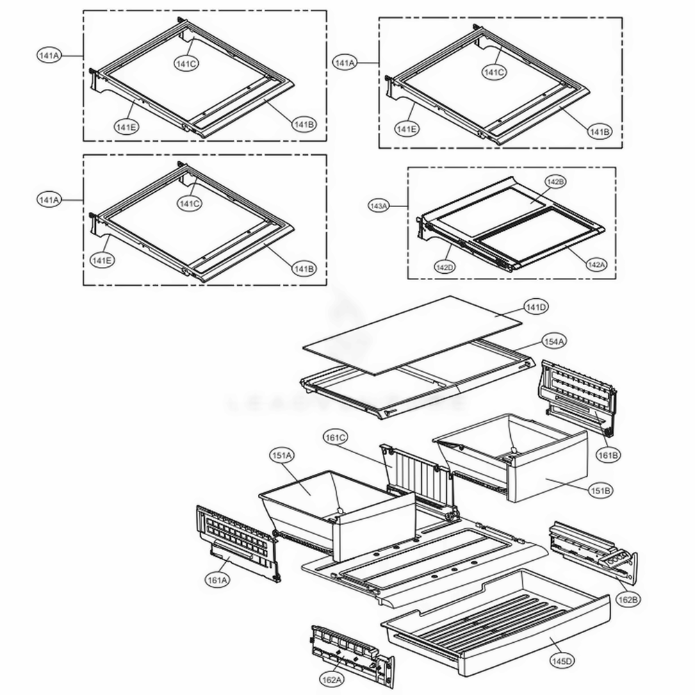 Refrigerator Parts Diagram and Parts List for 73055 ANSCSE1 LG Refrigerator