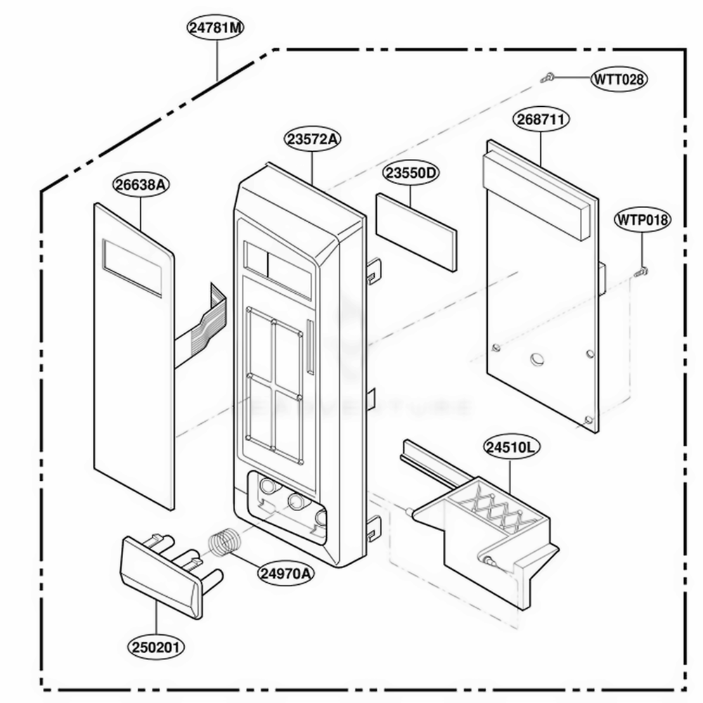 Control Panel Parts Diagram and Parts List for JE1340BC ABKEGEU LG Microwave