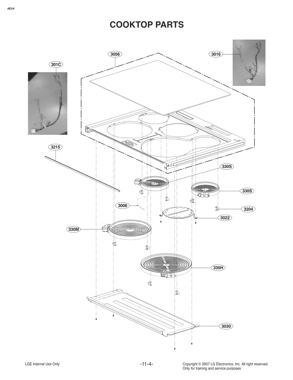 Cooktop Parts Diagram and Parts List for FS1775LS ABDLLGA LG Range
