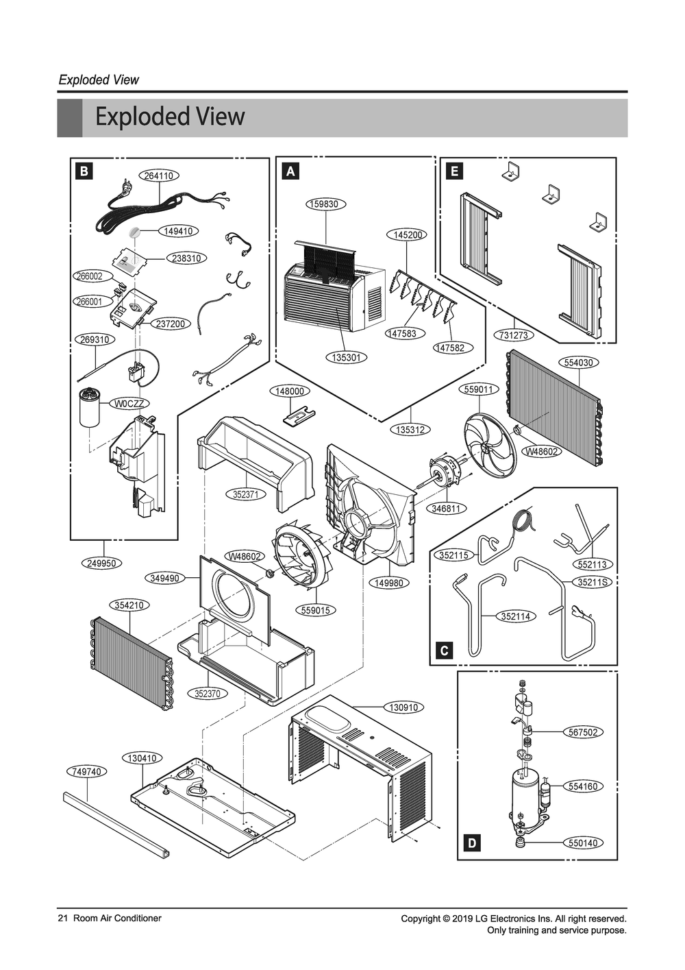 Diagram 1 Diagram and Parts List for W4NC05SNEAH AT1AHDS LG Air Conditioner