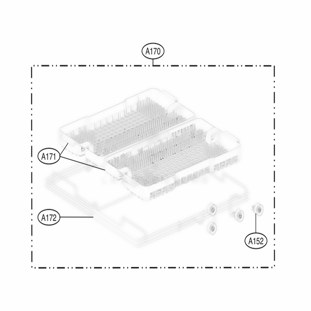 Cutlery Rack Assembly Diagram and Parts List for LDF7774ST ASTEEUS LG Dishwasher