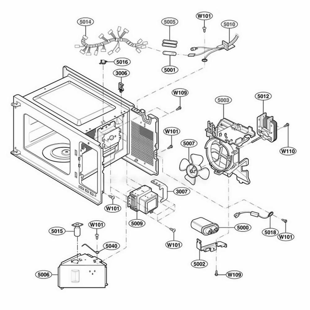 Interior Parts 1 Diagram and Parts List for 65223401 CS1ESEA LG Range