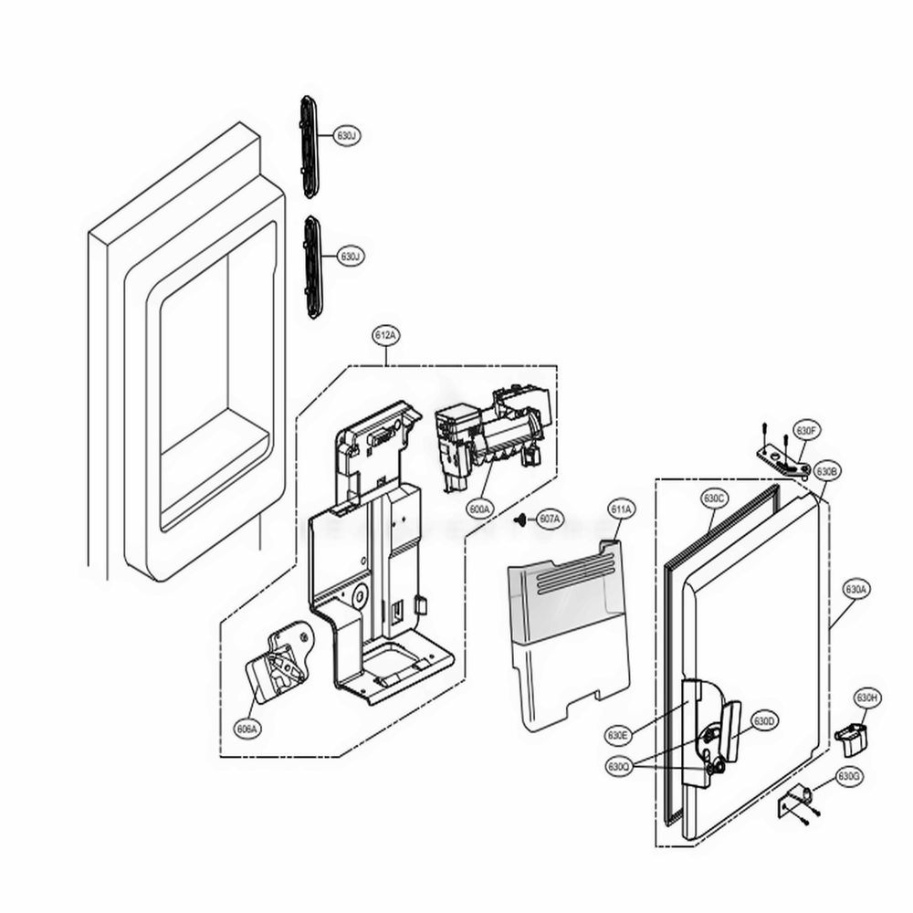 Ice Maker And Ice Bin Parts Diagram and Parts List for LFXS24626S ASTCNA0 LG Refrigerator