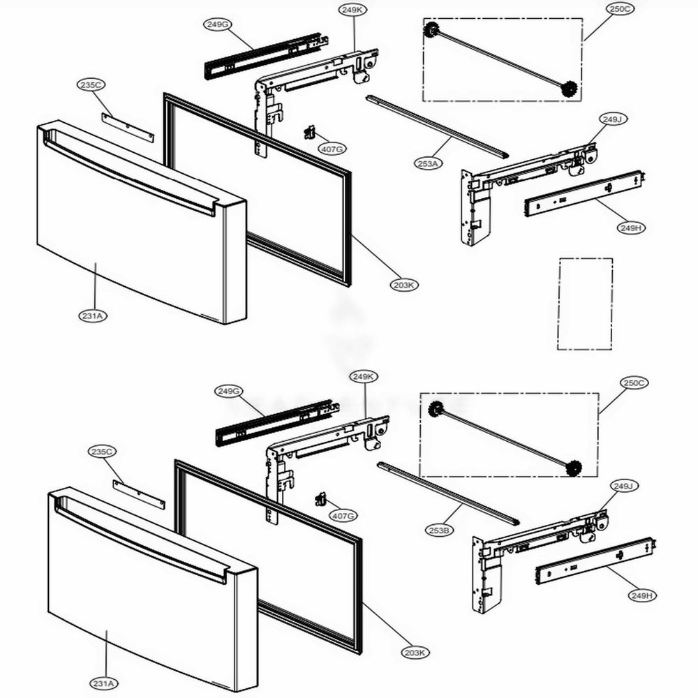 F Door Parts Diagram and Parts List for LRMNC1803S ASTCNA0 LG Refrigerator
