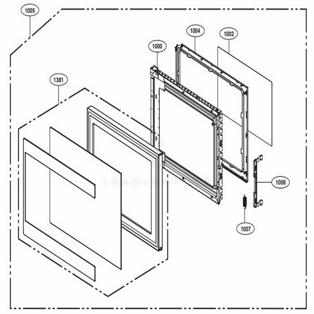 Door Parts Diagram and Parts List for LMC2075SW CWHELNA LG Range