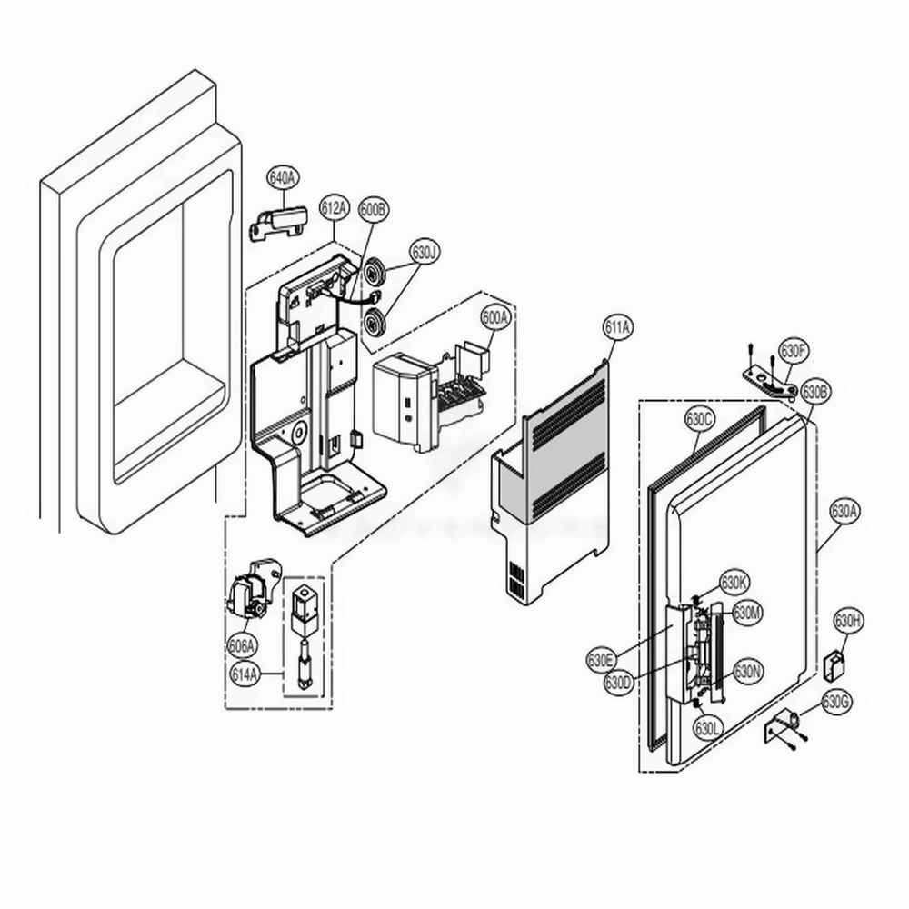 Ice Maker And Ice Bin Parts Diagram and Parts List for 71083 AST6SER LG Refrigerator