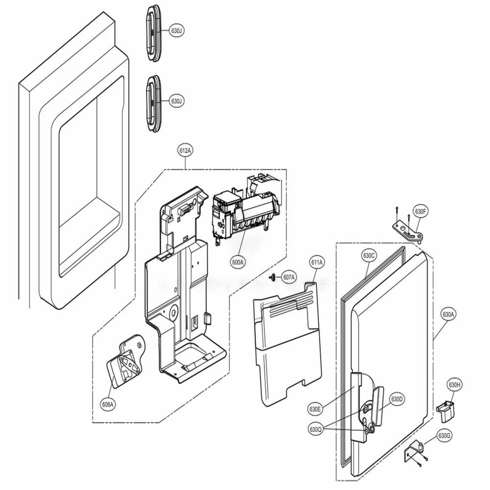 Ice Maker And Ice Bin Parts Diagram and Parts List for LMXS30776S ASTCNA4 LG Refrigerator