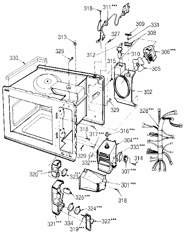 Switches And Microwave Diagram and Parts List for 7218903580  Kenmore Microwave