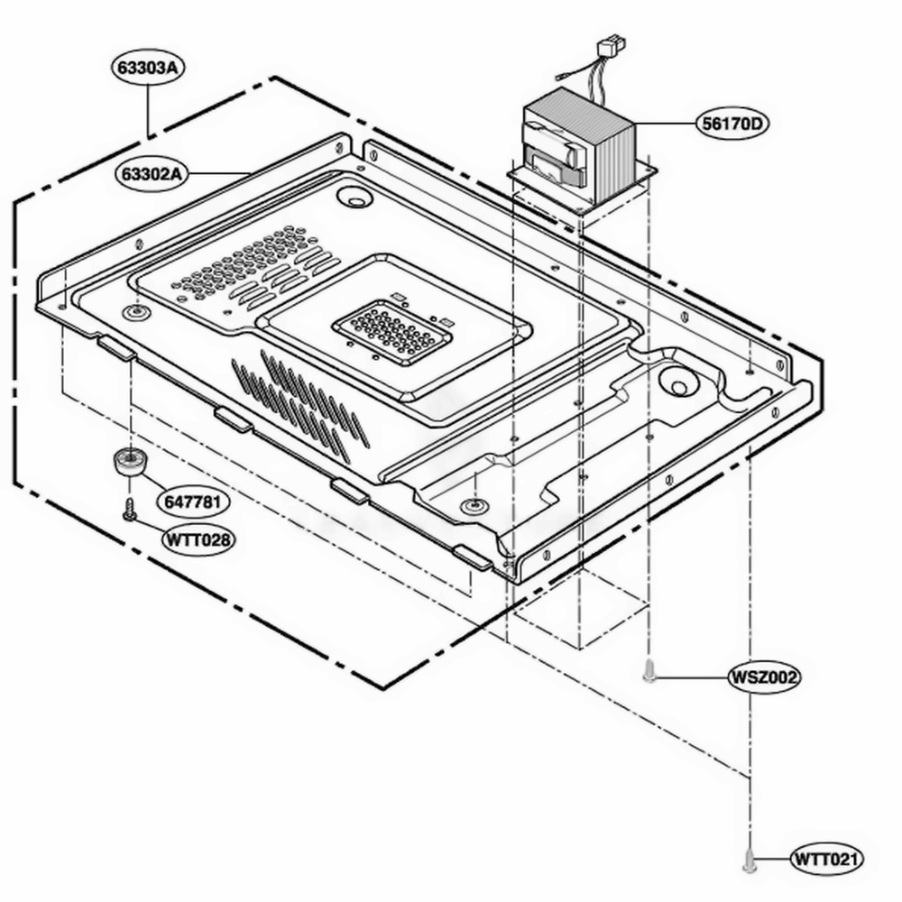 Base Plate Parts Diagram and Parts List for JES1133WD CMWEGEU LG Wall Oven