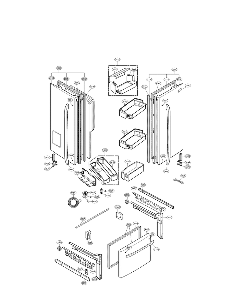 Door Parts Diagram and Parts List for LFX21975ST 03 LG Refrigerator