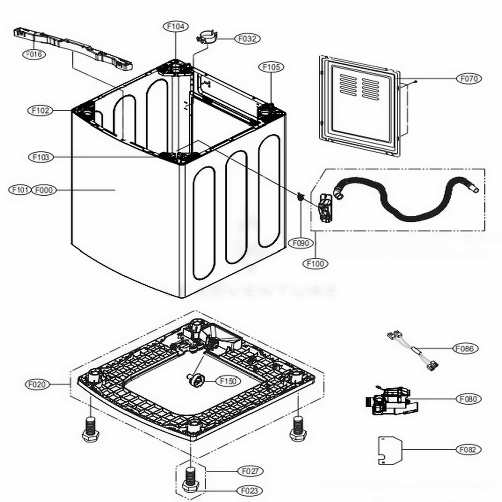 Outer Case Assembly 2 Diagram and Parts List for 793396 ASSEECI LG Washer Dryer Combo