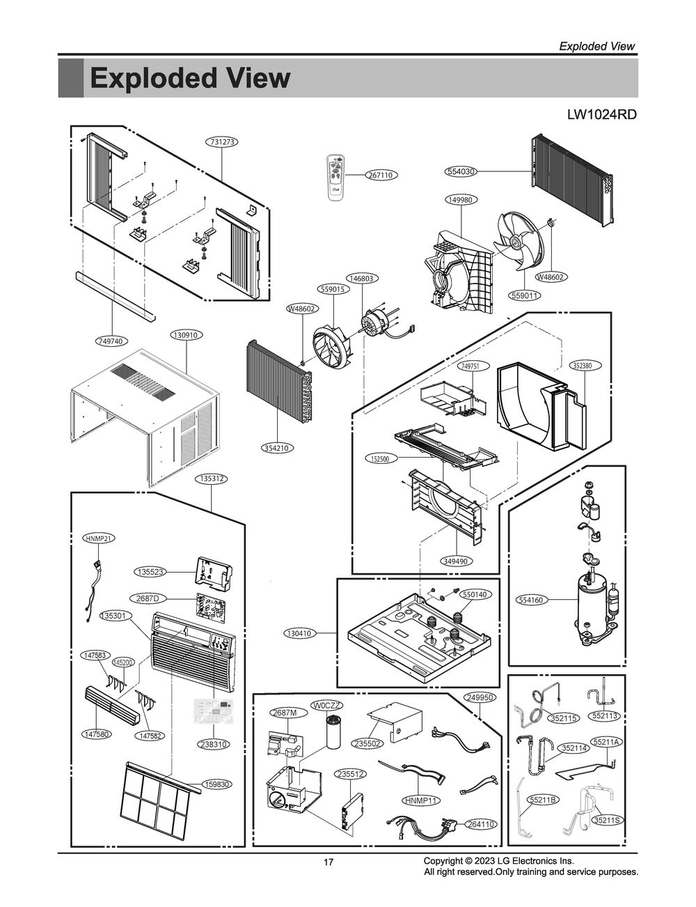 Diagram 1 Diagram and Parts List for LW1024RD AT1AYOW LG Air Conditioner