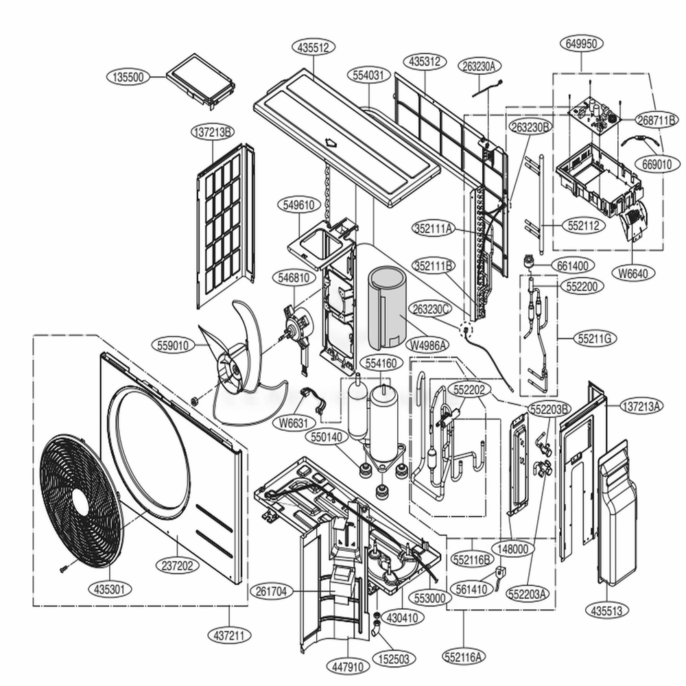 Outdoor Unit Diagram and Parts List for LSU122HSV AWHBEUS LG Air Conditioner