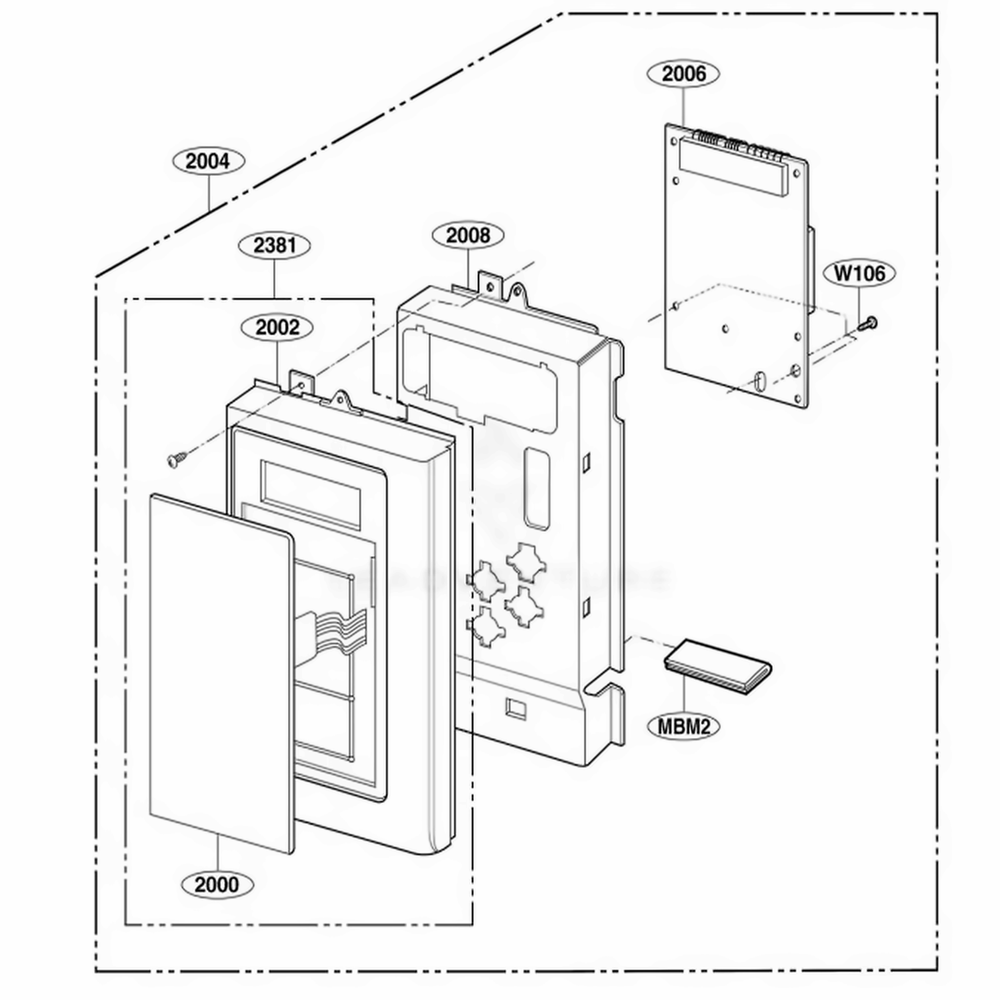 Control Parts Diagram and Parts List for 80402 AWHESEA LG Wall Oven