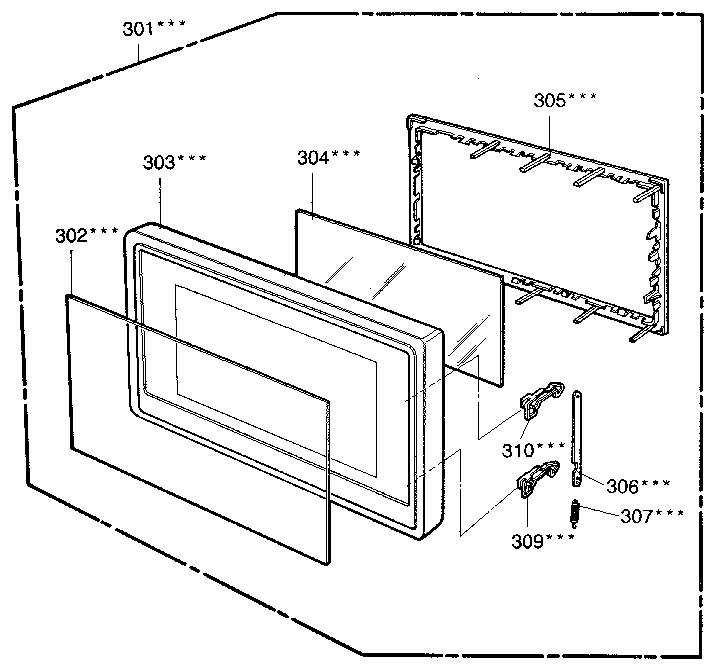 Door Diagram and Parts List for 7218942880  Kenmore Microwave