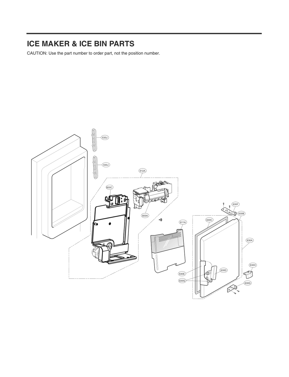 Ice Maker And Ice Bin Parts Diagram and Parts List for GC-J288NSXM ASTCNA2 LG Refrigerator