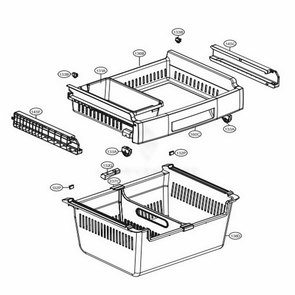 Freezer Parts Diagram and Parts List for LFCS22520B AWBCNA0 LG Refrigerator