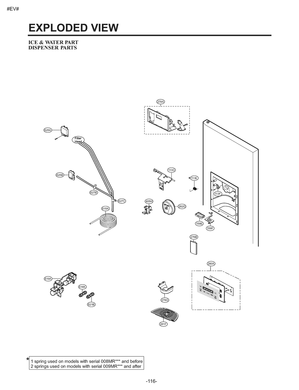 Ice And Water Parts Diagram and Parts List for GM-L237MQFP ASW2SER LG Refrigerator