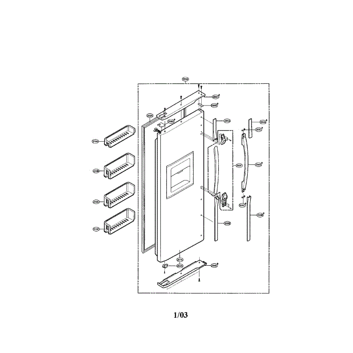Freezer Door Diagram and Parts List for LRSPC2041T  LG Refrigerator