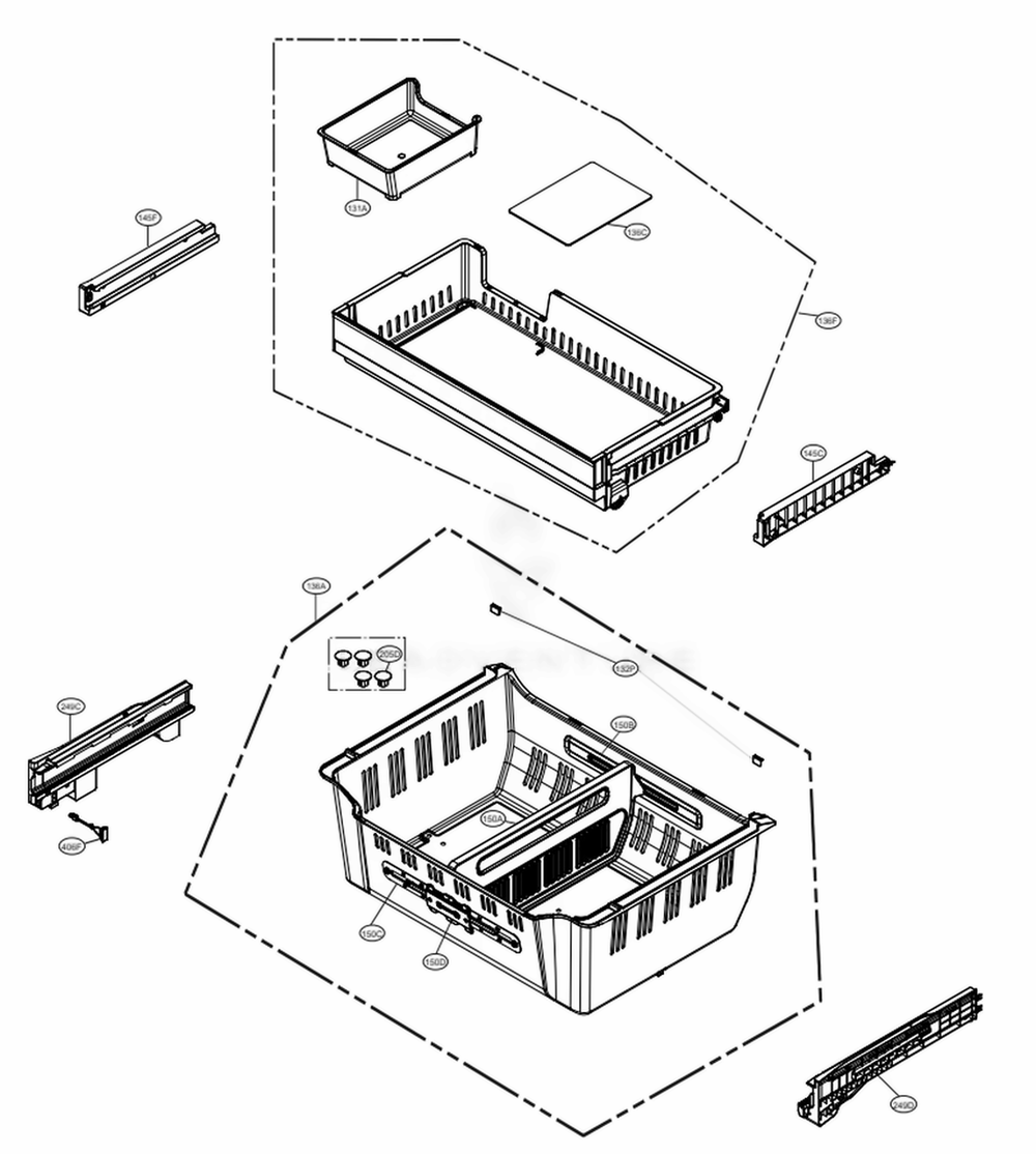 Freezer Parts Diagram and Parts List for LRMDC2306D ASBCNA0 LG Refrigerator
