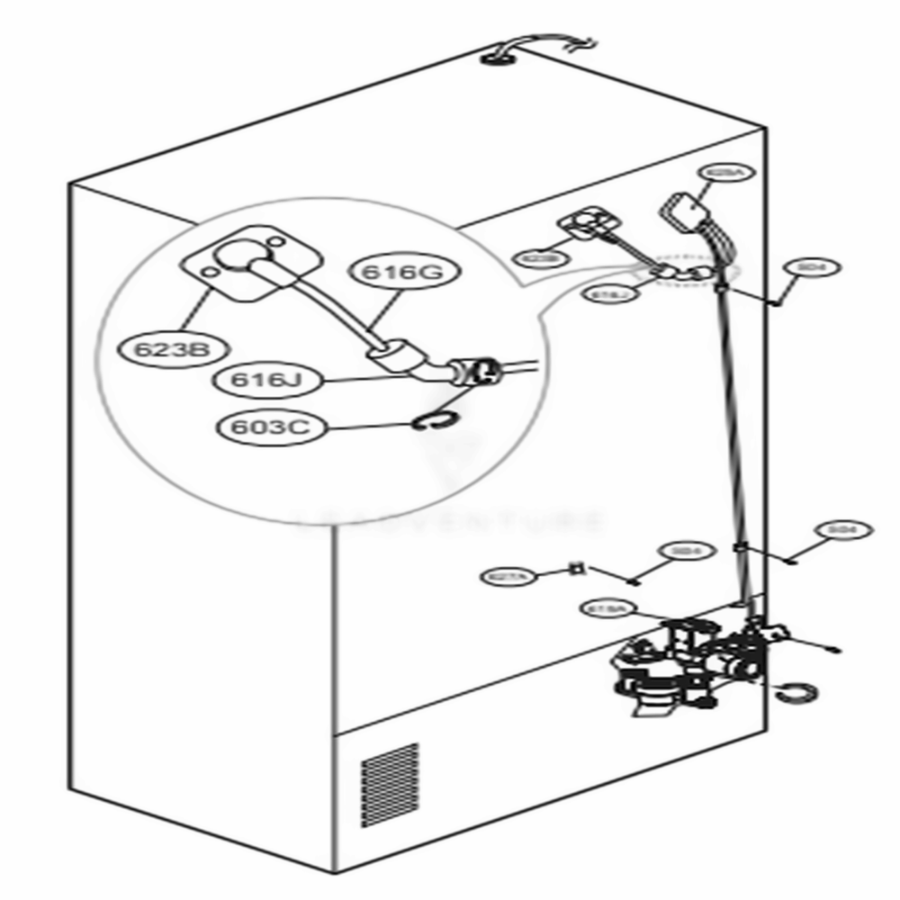 Valve And Water Tube Parts Diagram and Parts List for 74053 ASTCSE2 LG Refrigerator