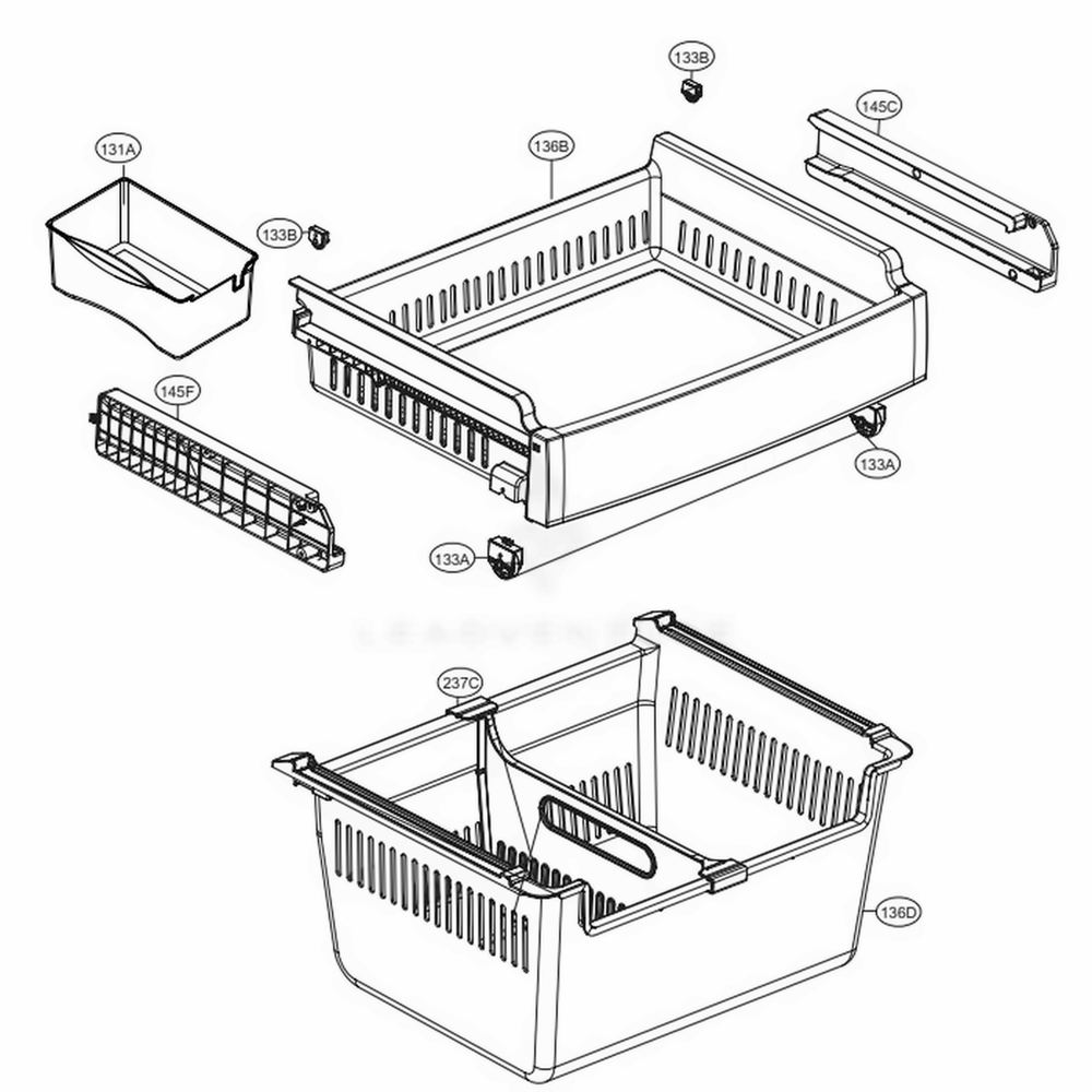 Freezer Parts Diagram and Parts List for LFCS22520D ASBCNA3 LG Refrigerator