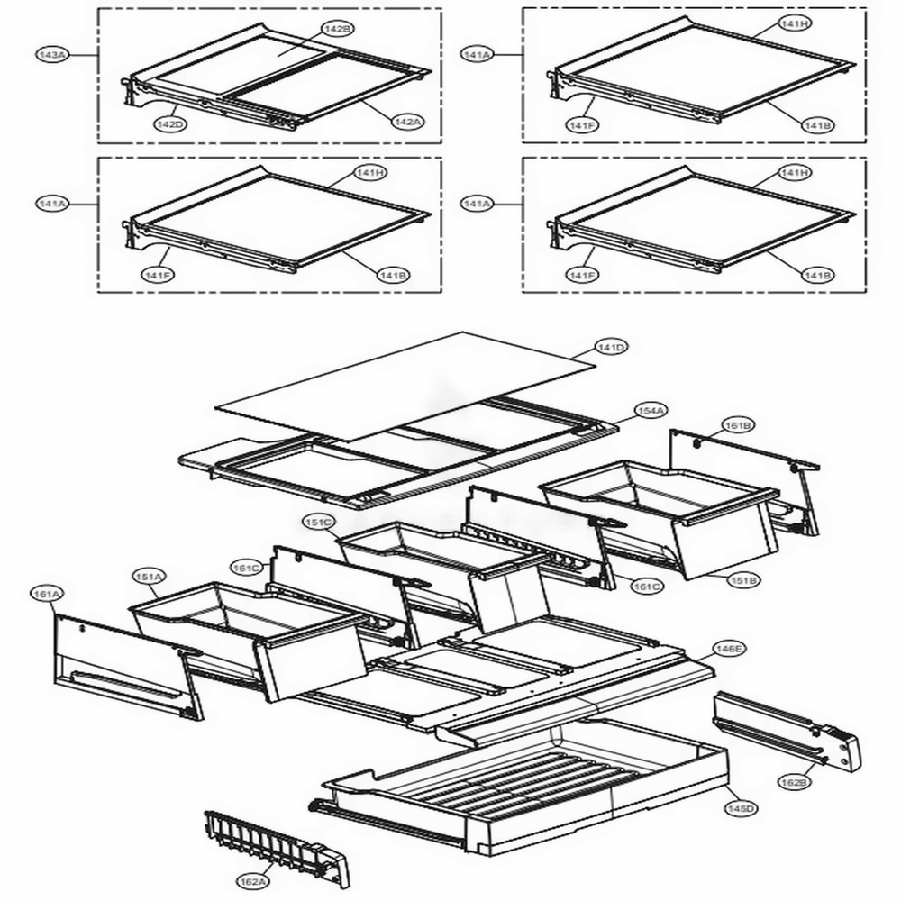 Refrigerator Parts Diagram and Parts List for LFX29927ST ASTCNA0 LG Refrigerator