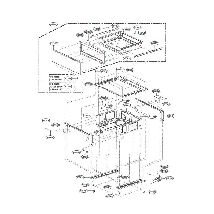 Drawer Diagram and Parts List for LRE30453SW 00 LG Range