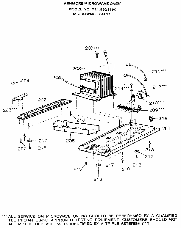 Microwave Diagram and Parts List for 7218923190  Kenmore Microwave
