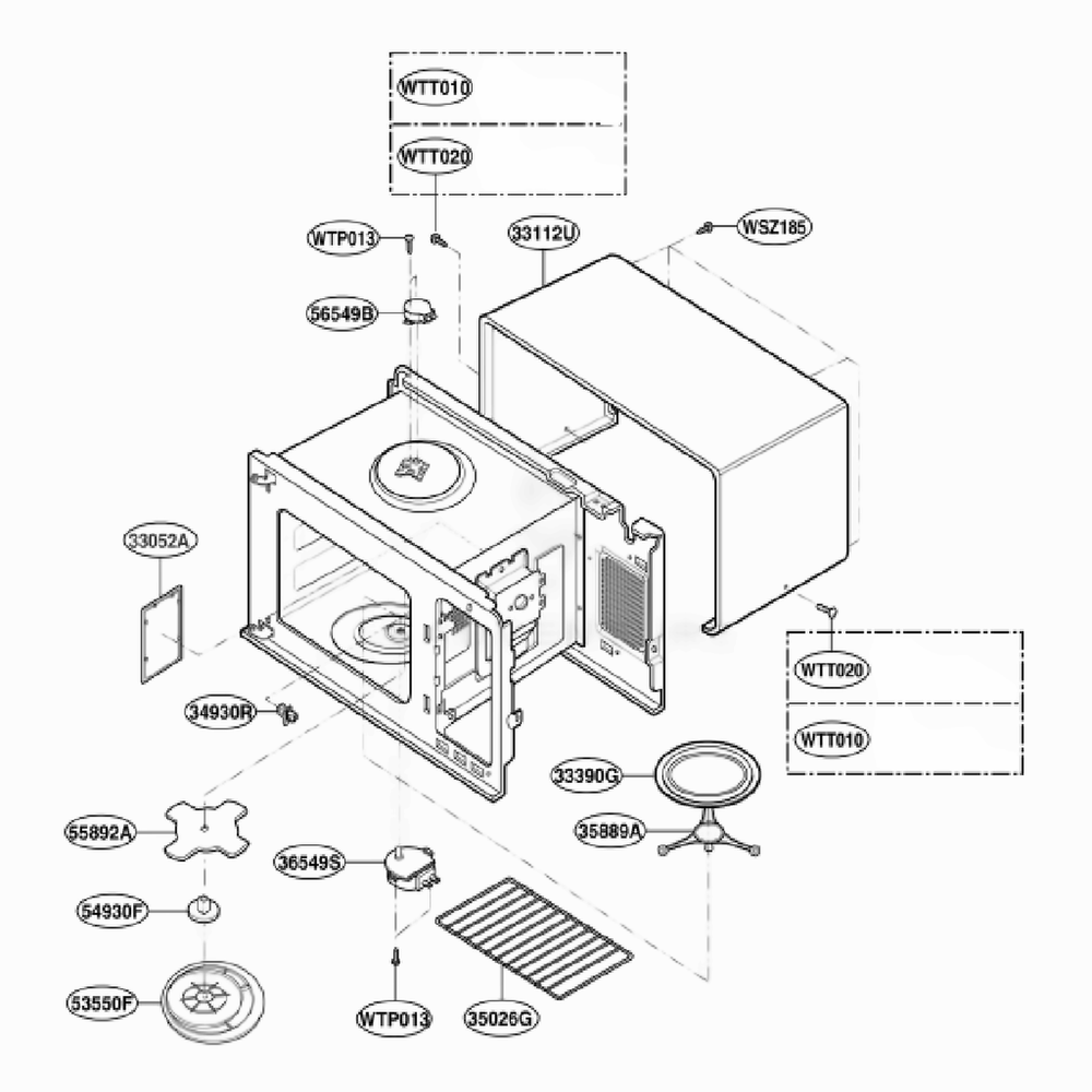 Oven Cavity Parts Diagram and Parts List for GT4185SKB ABKEWRP LG Range