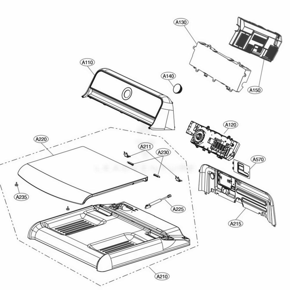 Control Panel And Plate Assembly Diagram and Parts List for DLEX7710VE ASSEEUS LG Dryer