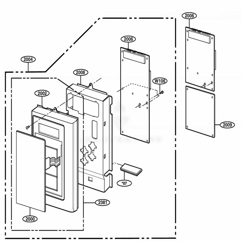 Controller Parts Diagram and Parts List for MMV5165AAW CW1EMTG LG Wall Oven