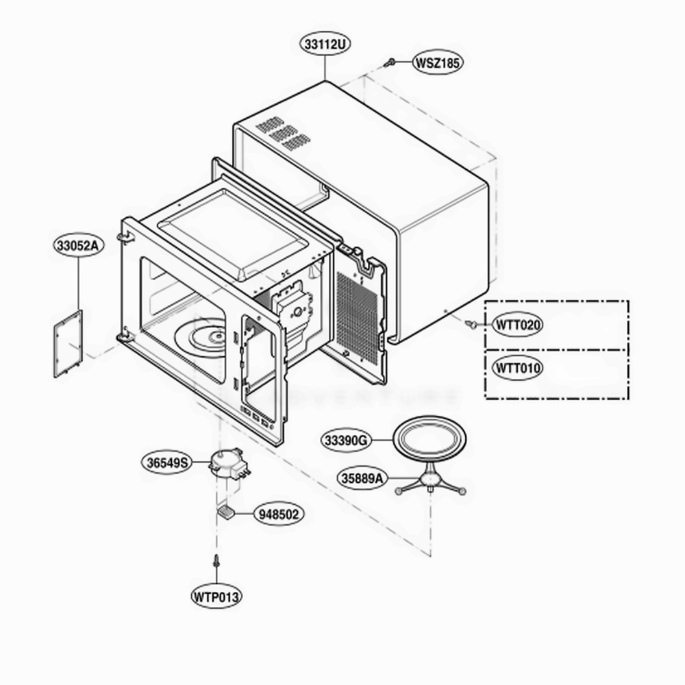 Oven Cavity Parts Diagram and Parts List for MT4110SPQ CW1EWRP LG Wall Oven