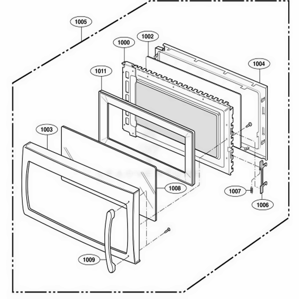 Door Parts Diagram and Parts List for 85139 ABKESEC LG Range